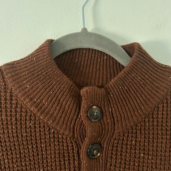 Alesbury Mens Waffle Knit Pullover Button Mock Neck Sweater M Medium NWOT - Picture 2 of 7